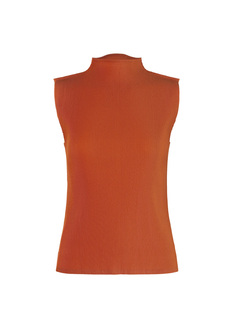 A product shot of the PLEATS PLEASE ISSEY MIYAKE  MIST JULY top in terracotta (45)