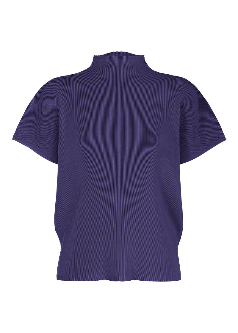 A product shot of the PLEATS PLEASE ISSEY MIYAKE  MIST JULY top in dark blue (73)