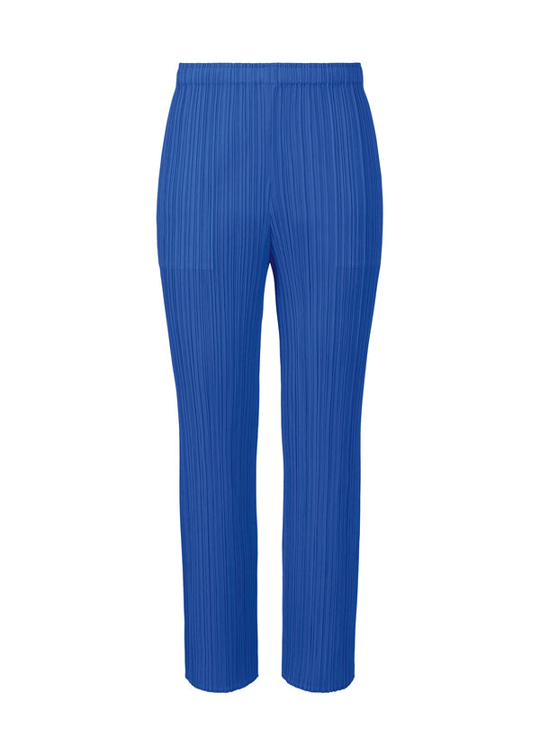 A product shot of the PLEATS PLEASE ISSEY MIYAKE MONTHLY COLORS OCTOBER trousers in blue (72).