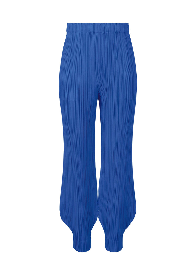 A product shot of the PLEATS PLEASE ISSEY MIYAKE MONTHLY COLORS OCTOBER trousers in blue (72).