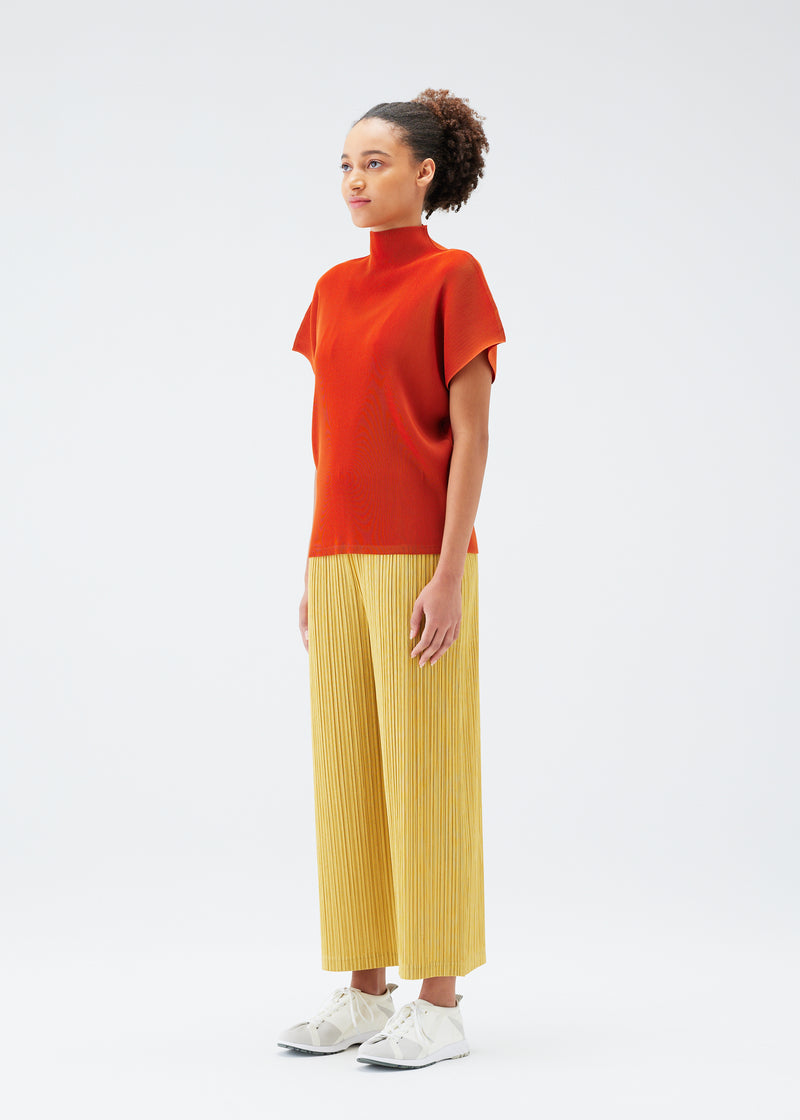 A model wears the PLEATS PLEASE ISSEY MIYAKE  THICKER BOTTOMS 1 trousers