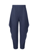 A product shot of the PLEATS PLEASE ISSEY MIYAKE  THICKER BOTTOMS 1 trousers in navy (75)