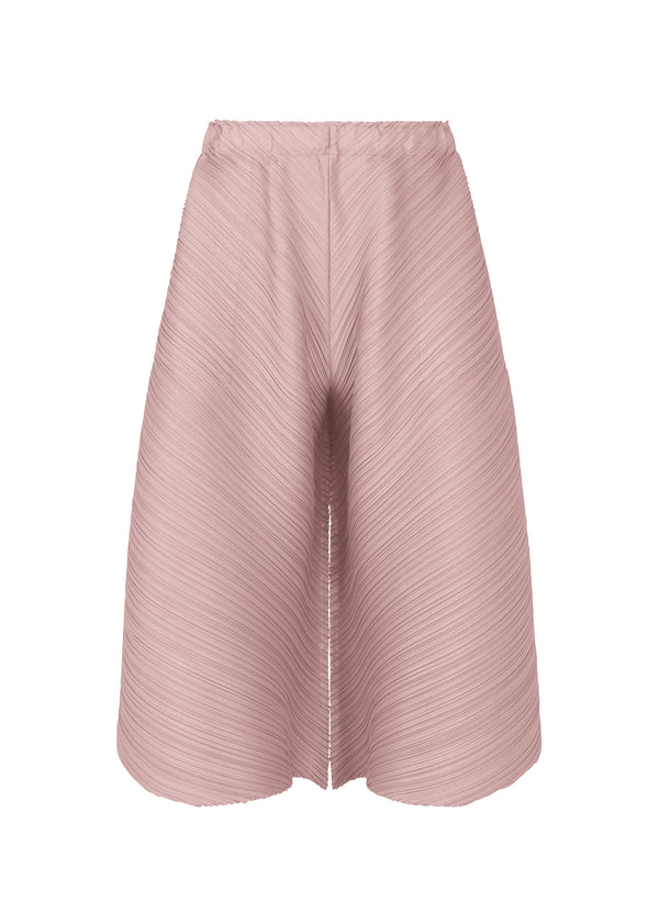 A product shot of the PLEATS PLEASE ISSEY MIYAKE  SOLAR FLARE trousers in greyish pink (21)