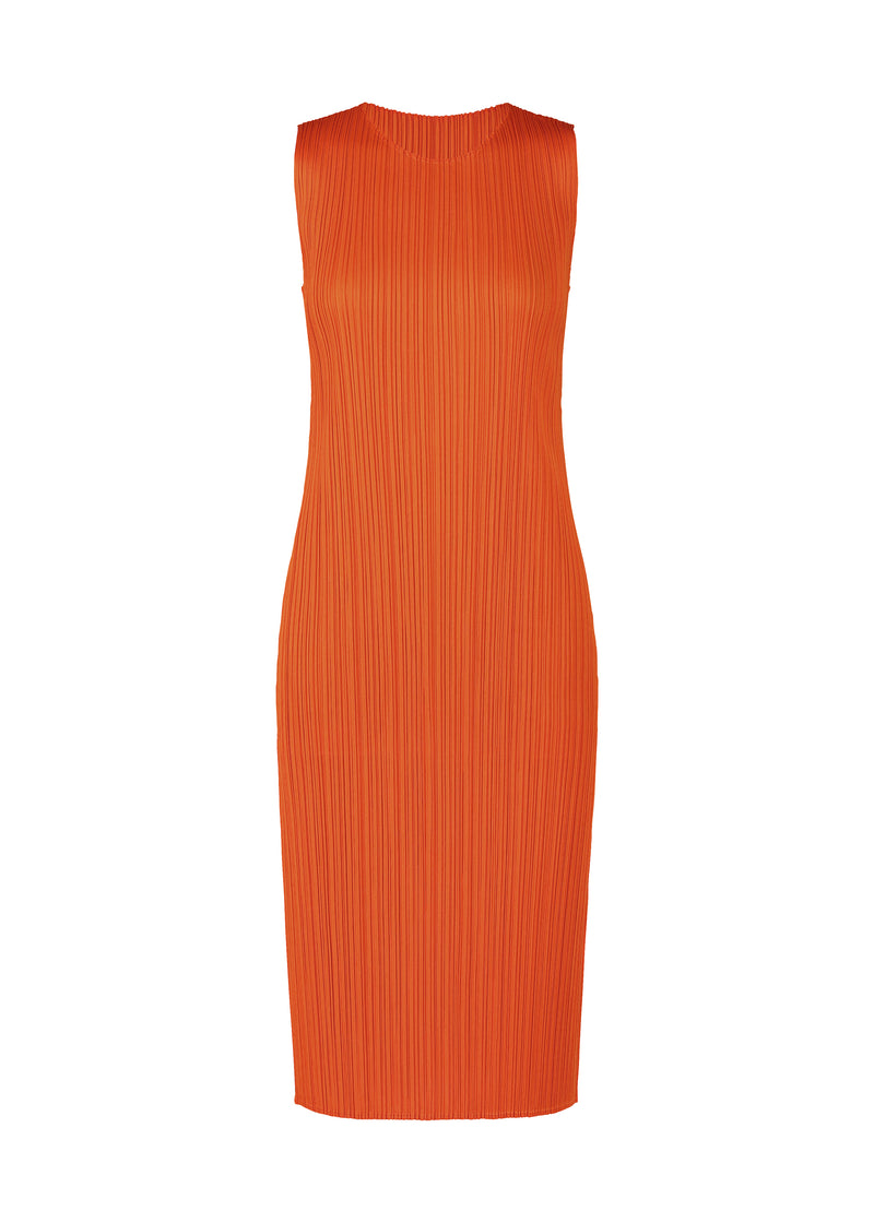 A product shot of the PLEATS PLEASE ISSEY MIYAKE  MONTHLY COLORS JULY dress in dark orange (33)