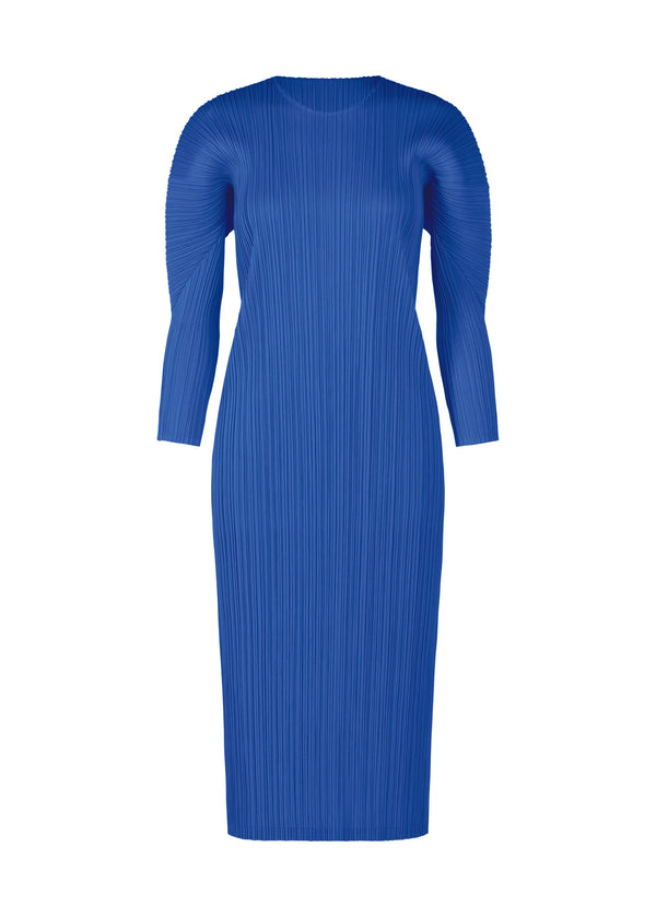 A product shot of the PLEATS PLEASE ISSEY MIYAKE MONTHLY COLORS OCTOBER dress in blue (72).