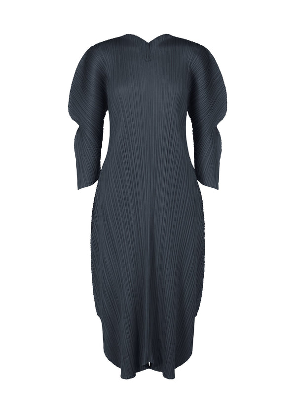 A product shot of the PLEATS PLEASE ISSEY MIYAKE WORMHOLE dress in navy (75).