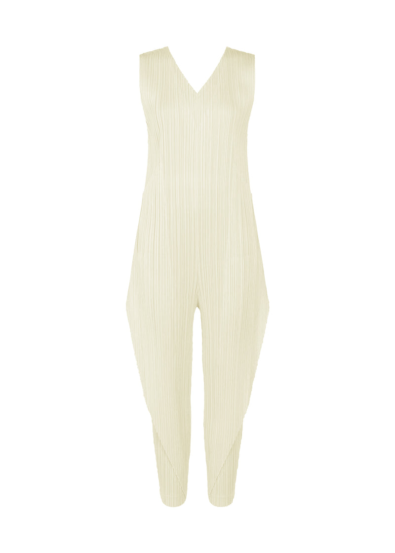 A product shot of the PLEATS PLEASE ISSEY MIYAKE  THICKER BOTTOMS 1 jumpsuit in off white (02)