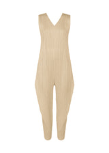 A product shot of the PLEATS PLEASE ISSEY MIYAKE  THICKER BOTTOMS 1 jumpsuit in light beige (40)