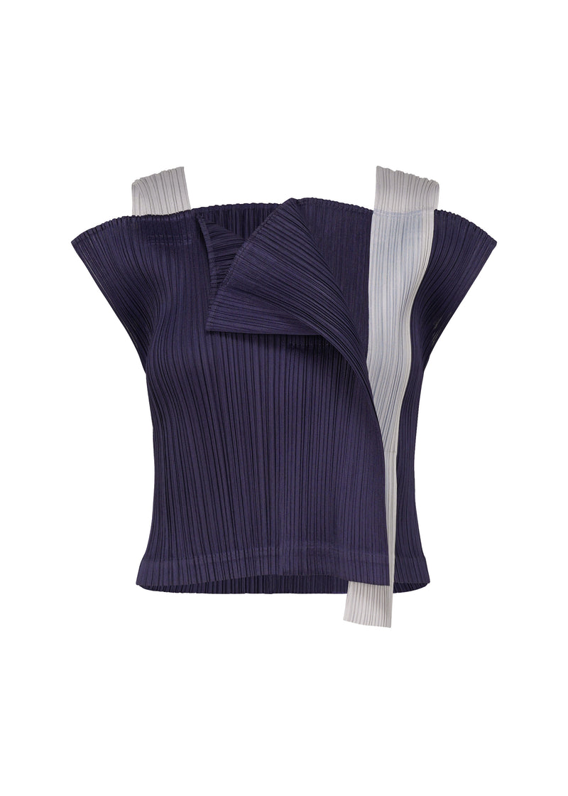 A product shot of the PLEATS PLEASE ISSEY MIYAKE  COMET top in navy (75)