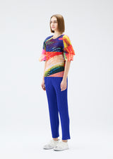 A model wears the PLEATS PLEASE ISSEY MIYAKE  VOYAGER top