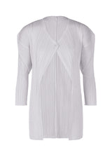 A product shot of the PLEATS PLEASE ISSEY MIYAKE  MONTHLY COLORS JULY cardigan in light grey (10)