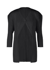 A product shot of the PLEATS PLEASE ISSEY MIYAKE  MONTHLY COLORS JULY cardigan in black (15)