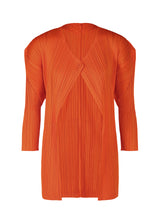 A product shot of the PLEATS PLEASE ISSEY MIYAKE  MONTHLY COLORS JULY cardigan in dark orange (33)