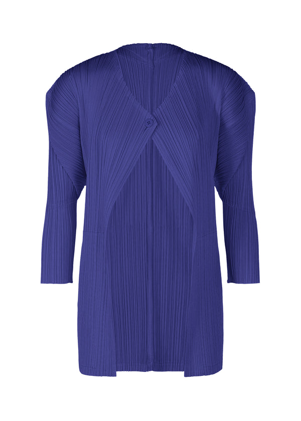 A product shot of the PLEATS PLEASE ISSEY MIYAKE  MONTHLY COLORS JULY cardigan in blue (72)