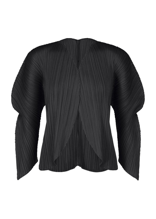 A product shot of the PLEATS PLEASE ISSEY MIYAKE WORMHOLE cardigan in black (15).