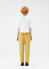 A model wears the PLEATS PLEASE ISSEY MIYAKE  MUSHROOM KNIT top