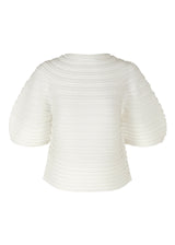 A product shot of the PLEATS PLEASE ISSEY MIYAKE  MUSHROOM KNIT top in white (01)