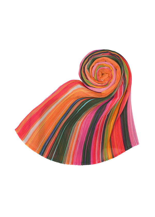 A detail shot of the PLEATS PLEASE ISSEY MIYAKE WARP MADAME T stole.