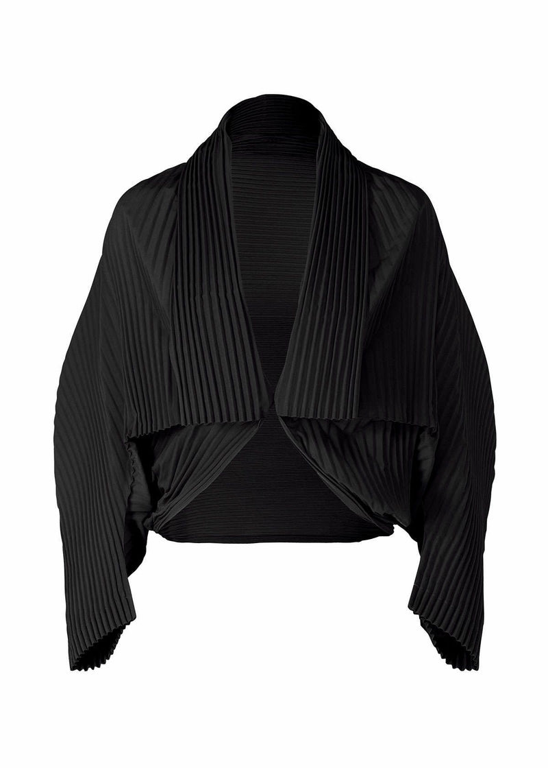 LEAF PLEATS Cardigan Black