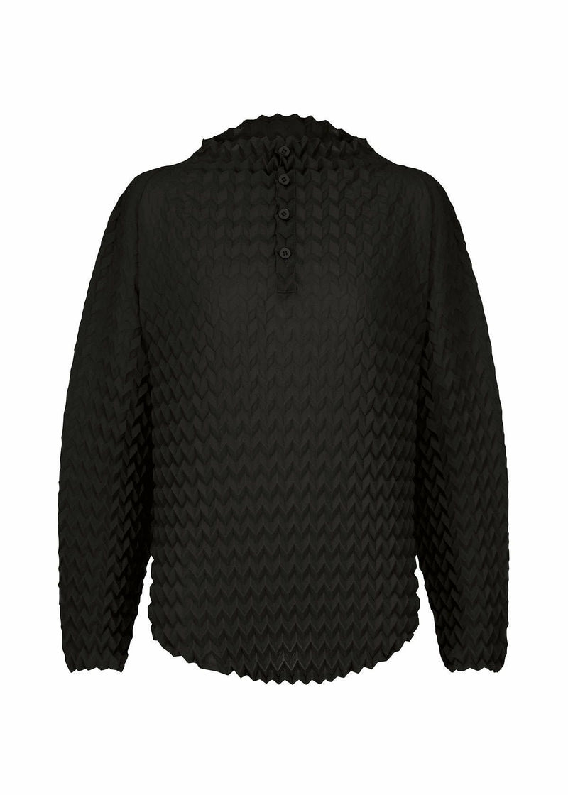 ROUND PLEATS Shirt Black