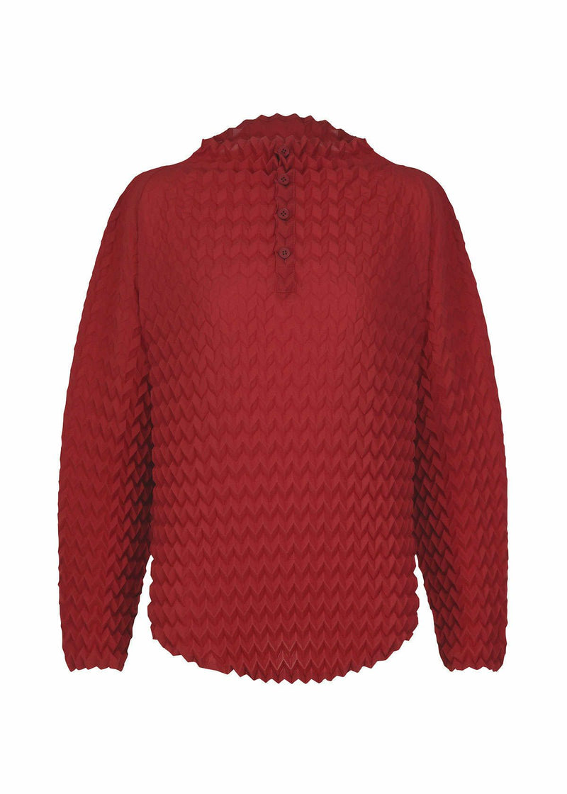 ROUND PLEATS Shirt Red