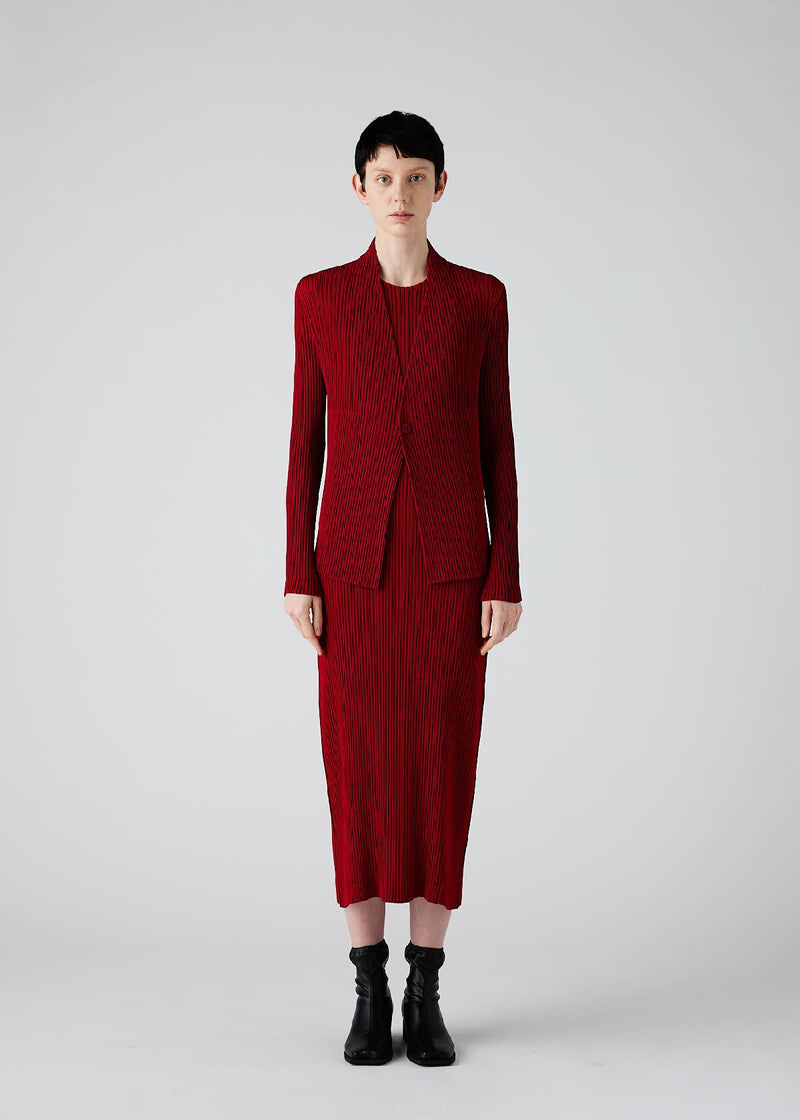 HATCHING PLEATS Jacket Red