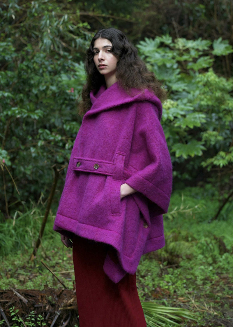 CLIP MOHAIR COAT Coat Magenta