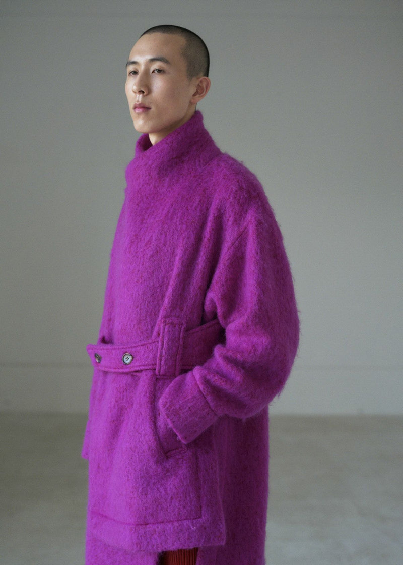 CLIP MOHAIR COAT Coat Magenta