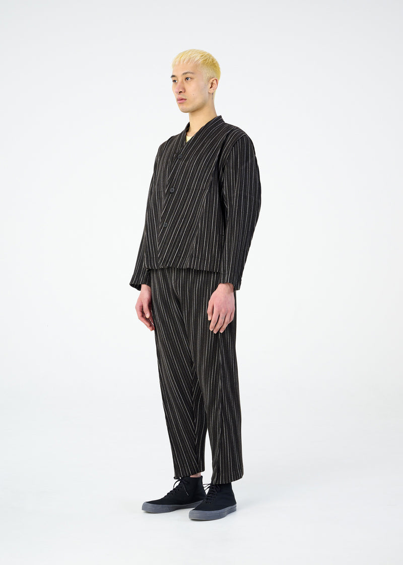 TWEED PLEATS Trousers Black Stripe