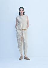 HERRINGBONE PLEATS Shirt Ivory