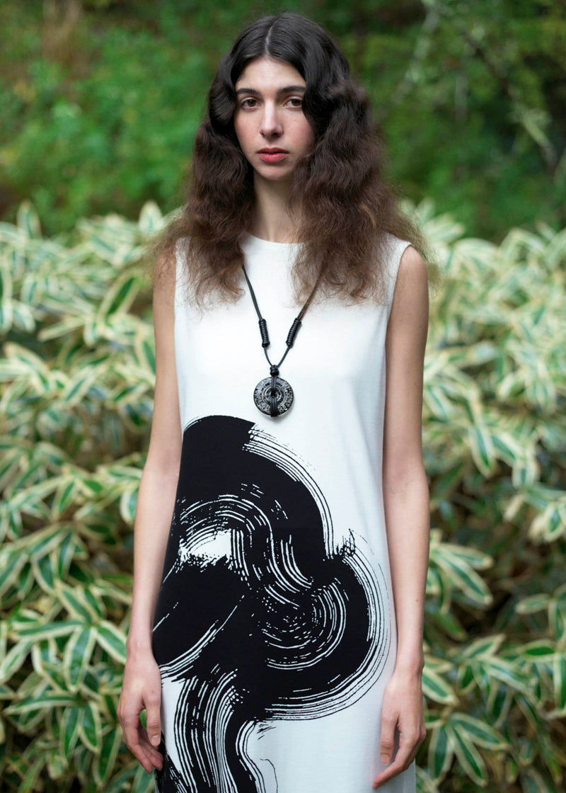 WINDING JERSEY Dress White-Hued