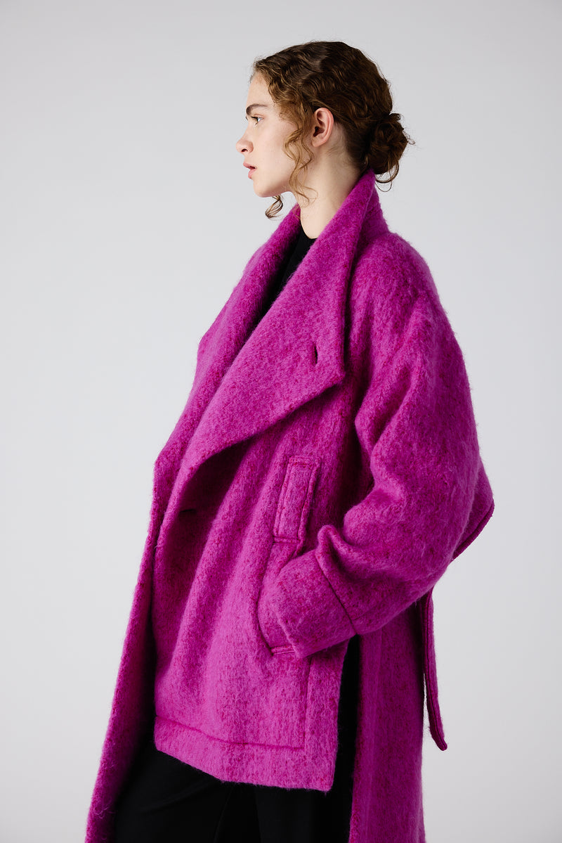CLIP MOHAIR COAT Coat Magenta