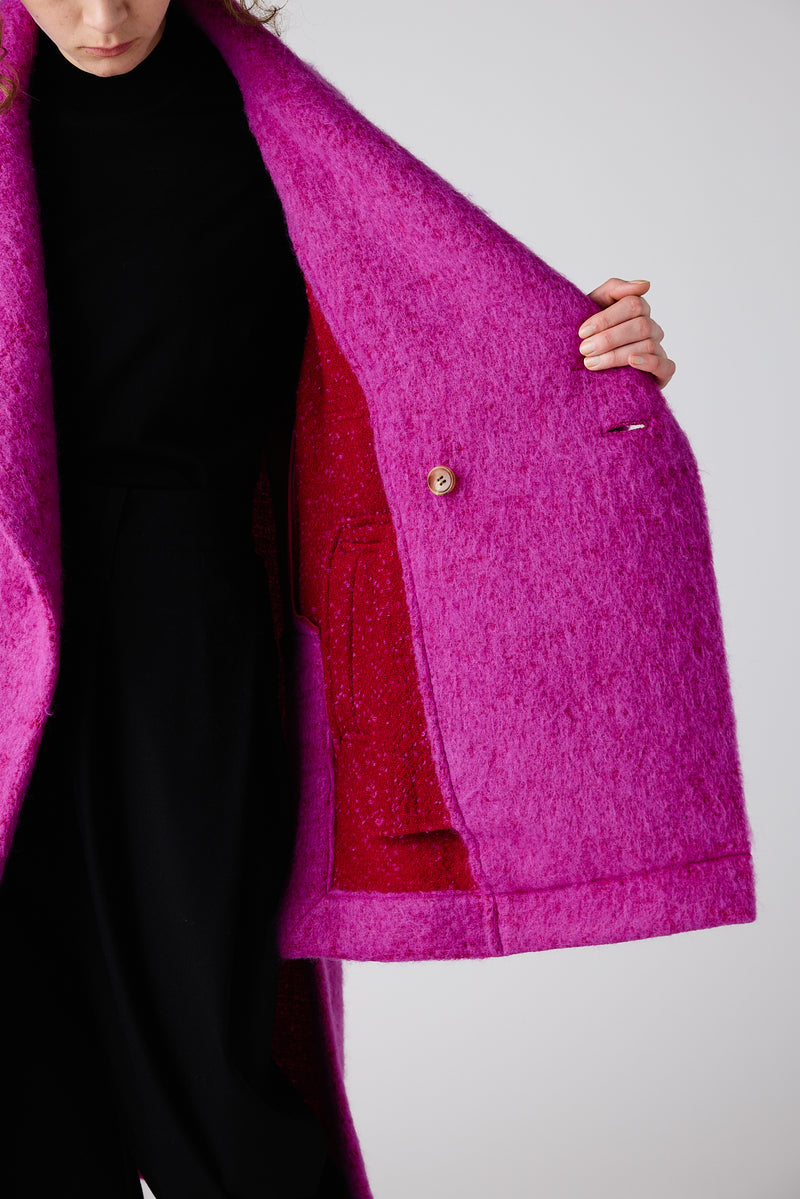 CLIP MOHAIR COAT Coat Magenta