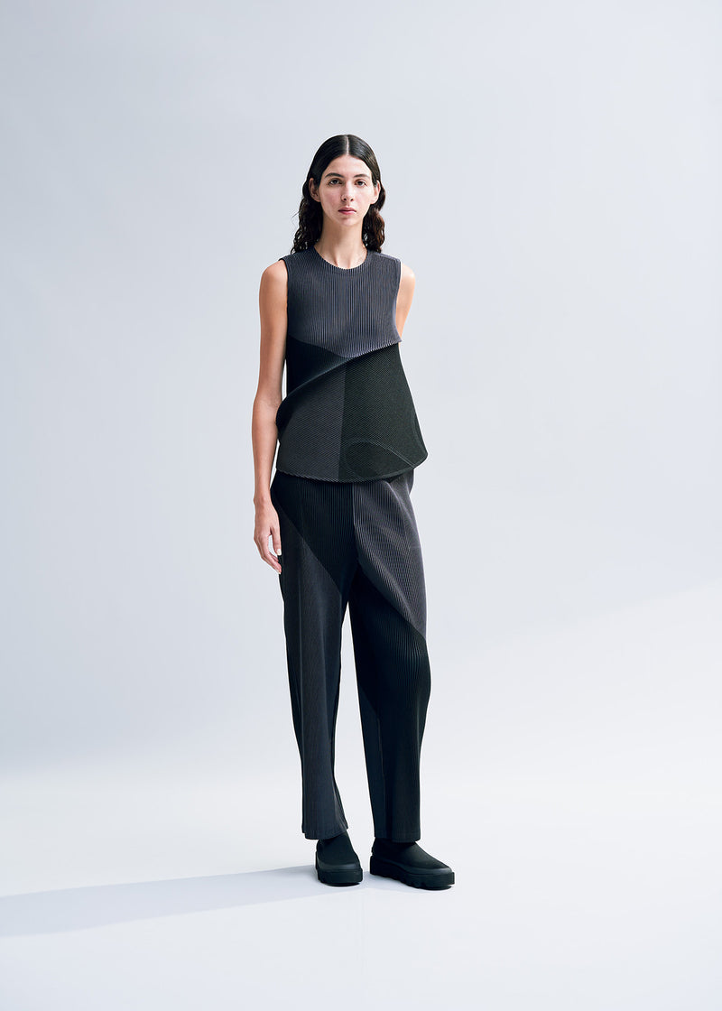 RIDGE PLEATS Trousers Light Grey x Yellow